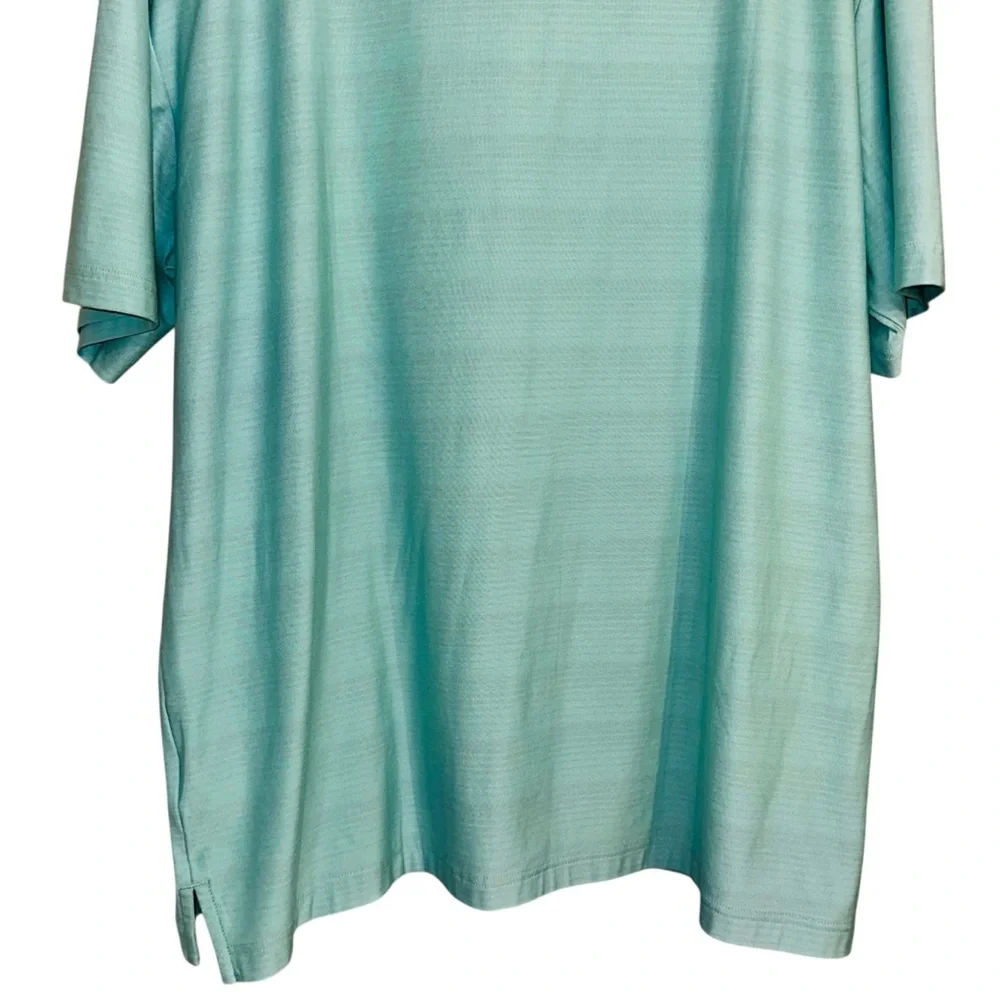 Travis Mathew NWT Galloway National GC Polo Logo Teal Green Gray Stripe XXL